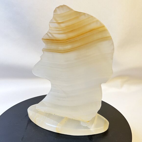 Onyx Side Profile Head of Jesus Christ Vintage Hand-Carved Sculpture Religious - Picture 4 of 9